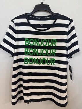 Karl Lagerfeld Striped Bonjour Tee